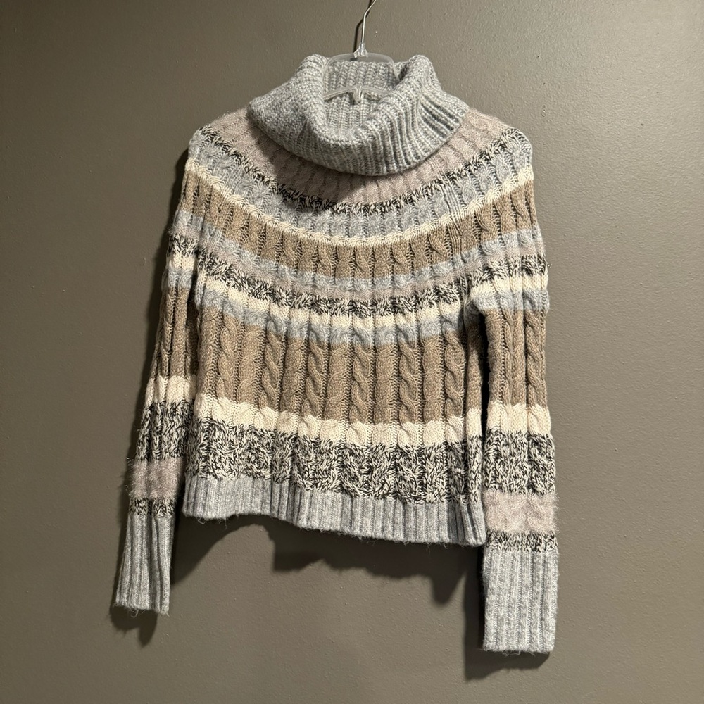 Loft Cable Knit Wool Blend Turtle Neck Sweater Size Medium